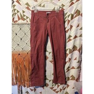Prana Pants Size 2 Carpenter Cargo Red Low Rise Y2K Organic Cotton